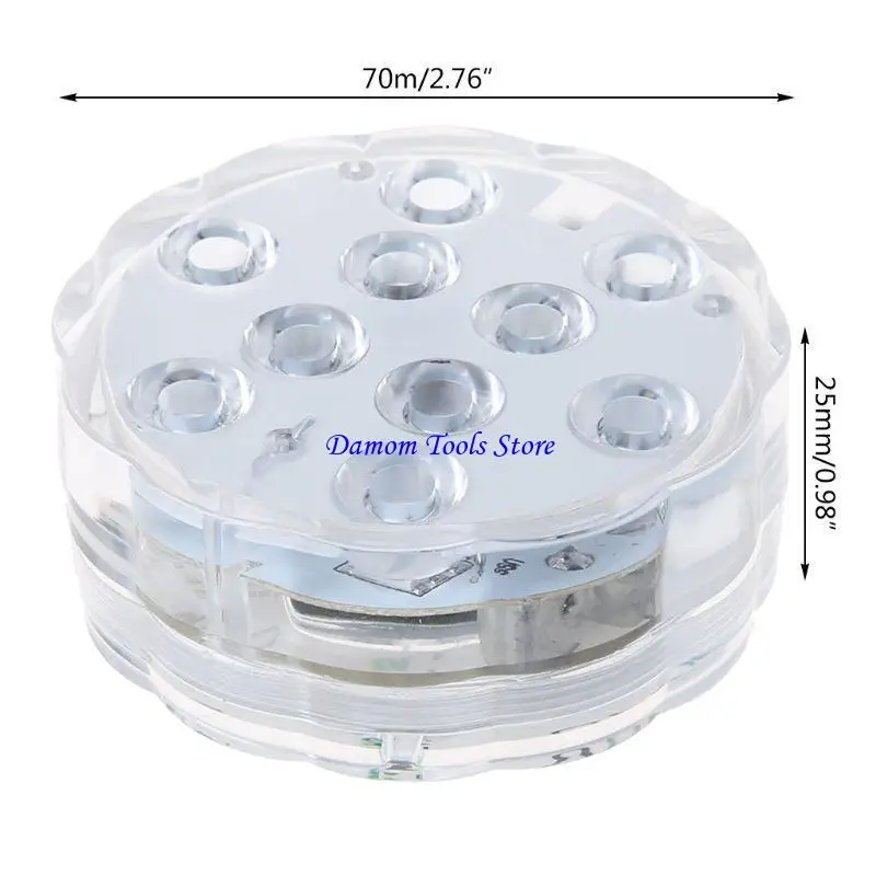 Luz LED sumergible 57BE con control remoto RGB RGB multicolor 10 led L Led L