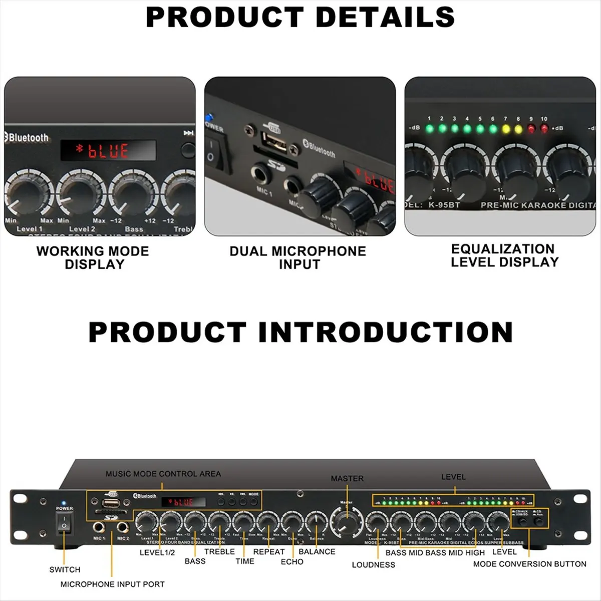 giftnew Professional Sound Peripheral Equipments Stereo Digital Reverberation Multi Effect DSP Processor Audio Processor US Plug