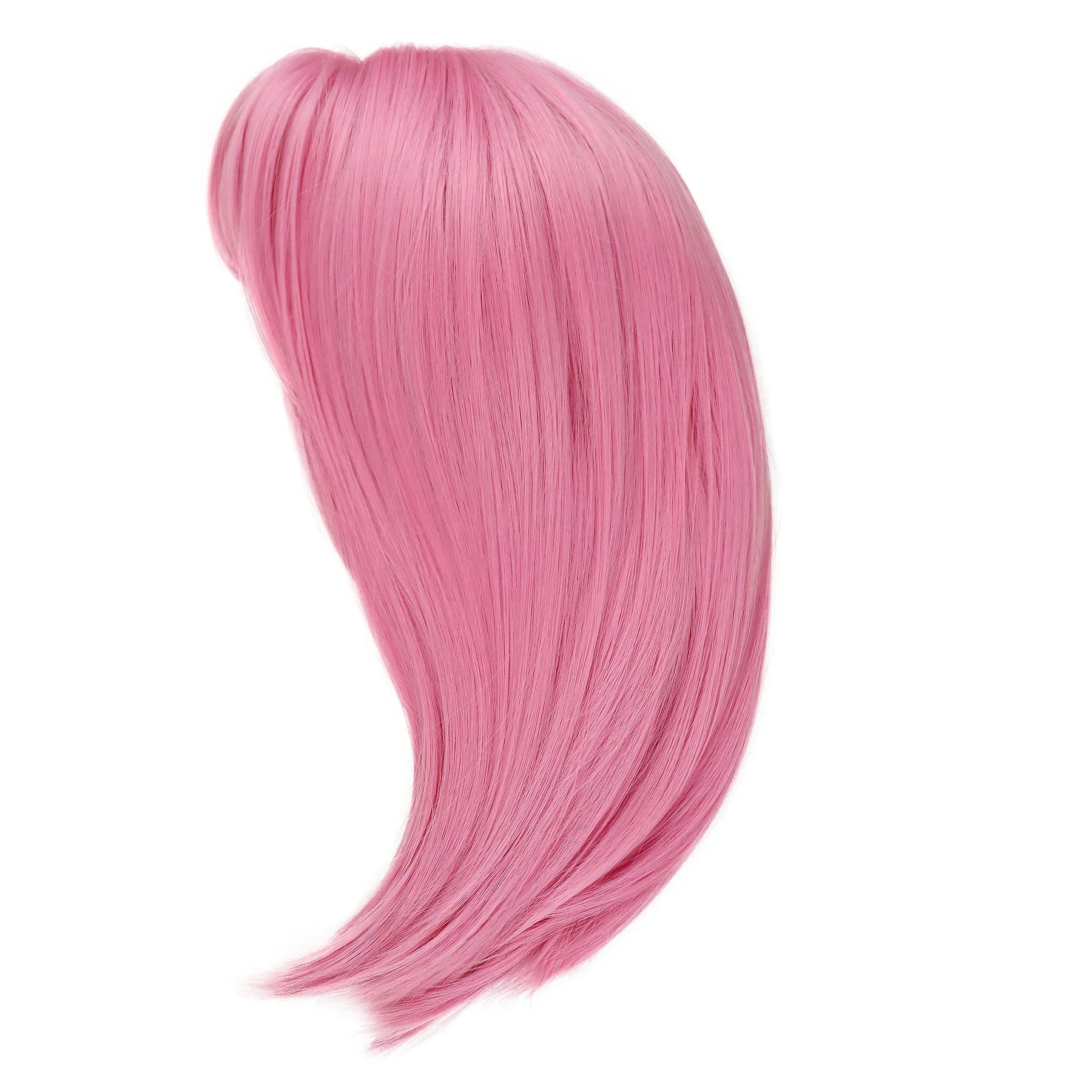 Perruque de Cosplay Synthétique Rose Courte Bob avec Frange, Cheveux Raides pour Femme, Look Naturel, Convient pour Costume, 16"