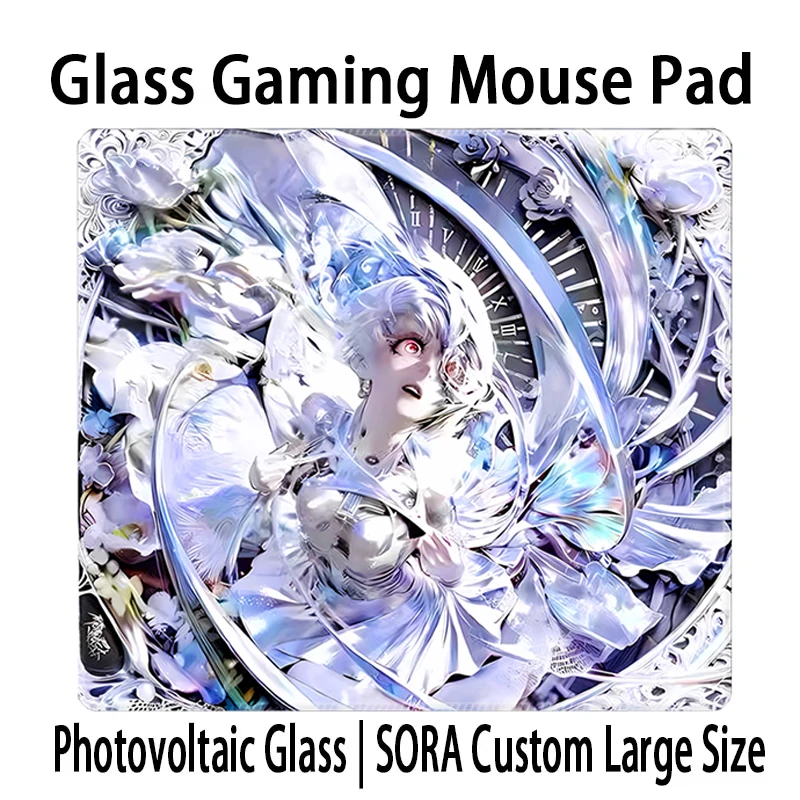 Anime Esports Glass Mouse Pad Nica YUME Customizable Frosted Surface Desk Mat Tempered FPS Gaming Glass Mousepad PC Accessories