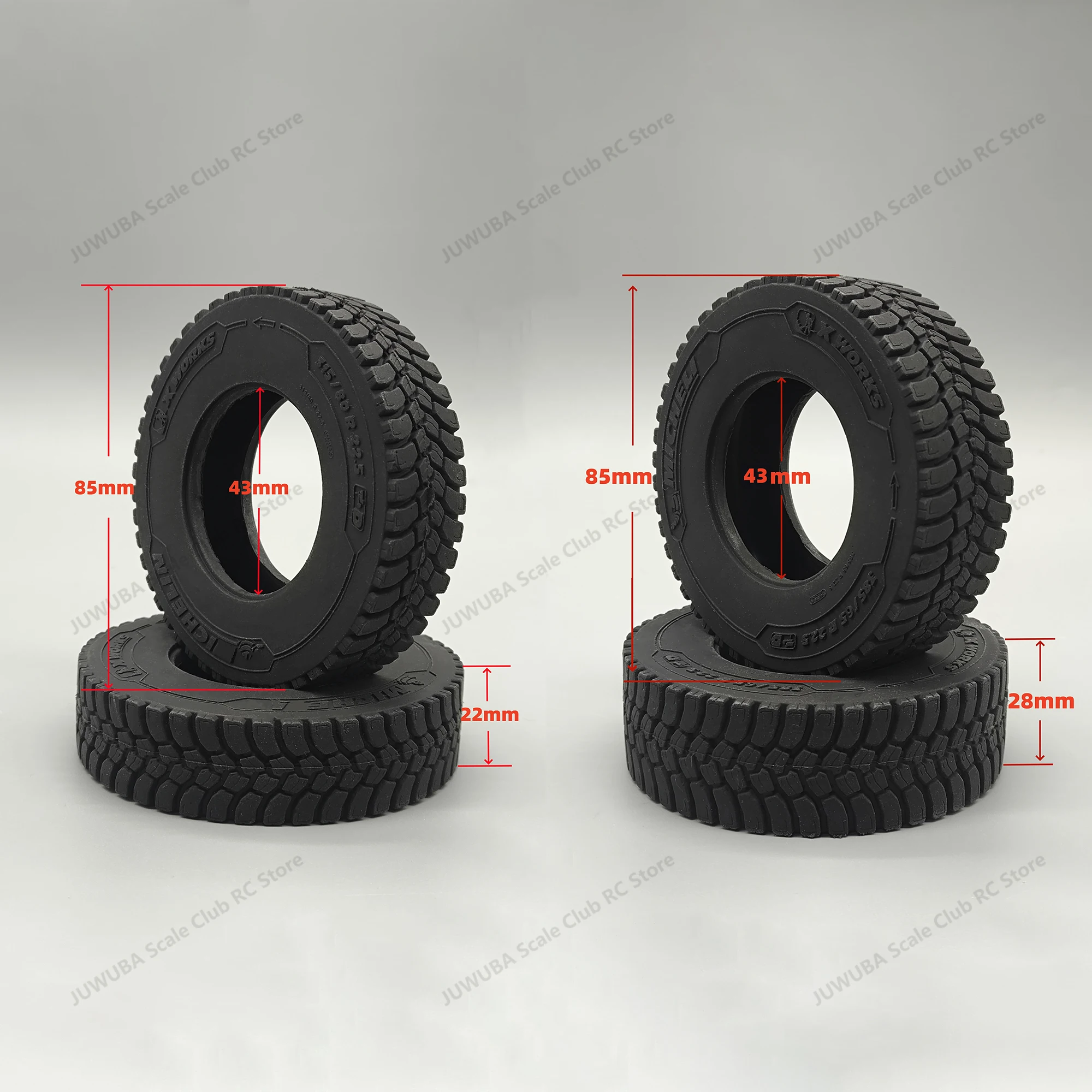 Neumático de Goma para Camión RC a Escala 1:14, Modelo de Neumático de 85 mm para Camión Tractor de Control Remoto Tamiya, Remolque, Piezas de Repuesto para Neumáticos, Accesorios, Juguetes
