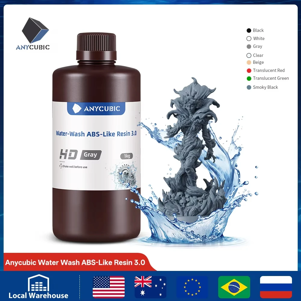 

ANYCUBIC Water-Washable Like ABS Resin 3.0 For LCD 3d Printer 405nm Resin Quick Curing SLA 3d Printing Materials For Photon Mono
