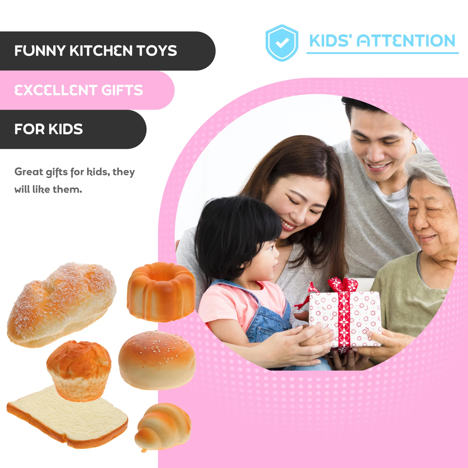 6 Pcs 모델 룸 디스플레이 시뮬레이션 케이크 빵 소품 높은 현실적인 Pu 장식 인공 빵 음식 시뮬레이션