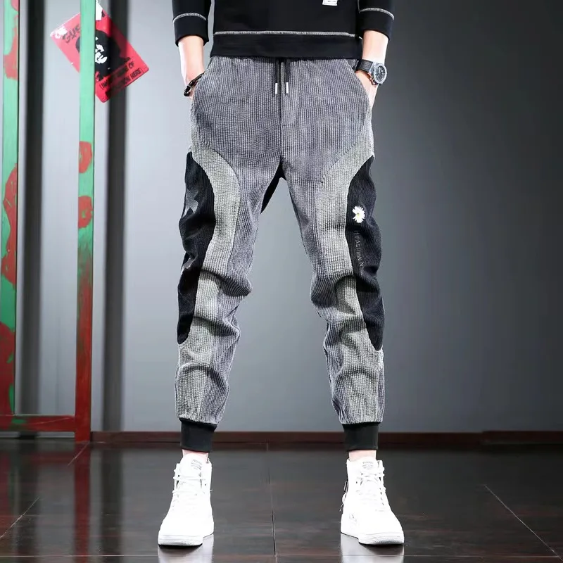 

Pantalones Cargo con cintas de letras para hombre, ropa de calle clásica de Hip Hop, pantalones de chándal tácticos informales c