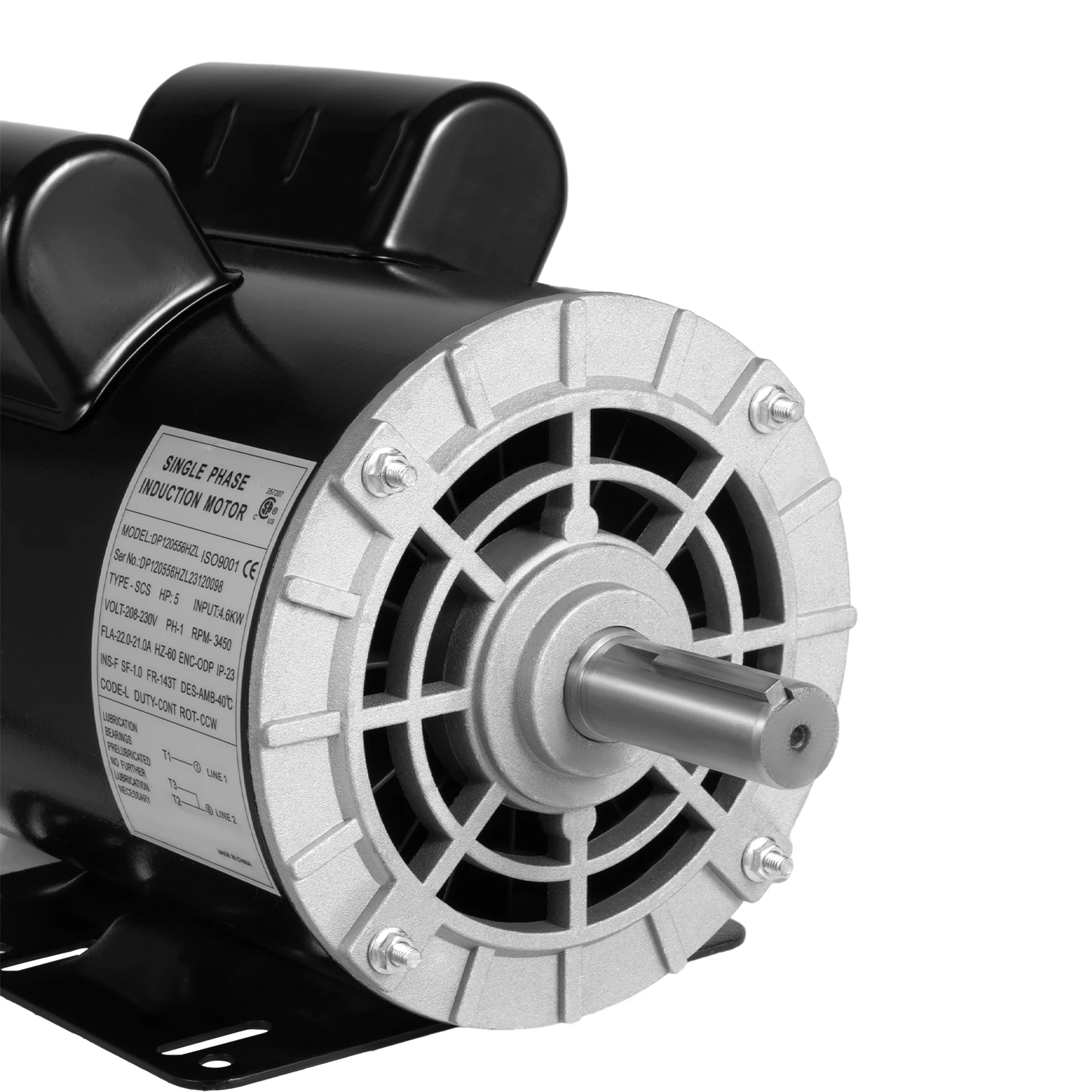 5 PS 3450 U/min einphasiger Kompressor-Elektromotor 208–230 V, 10,3 N m, mit Halterungssockel