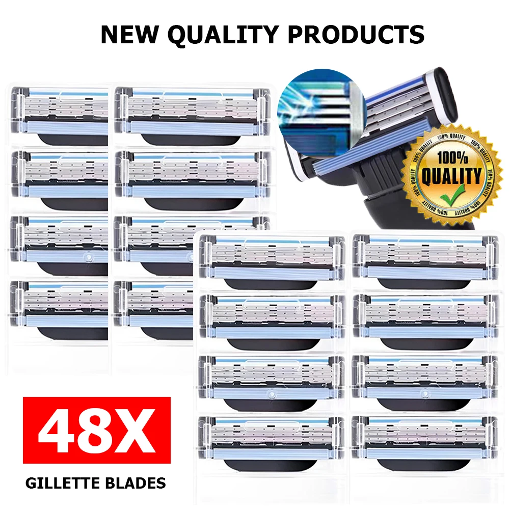 남성용 교체 면도기 헤드 안전 면도날, 3 레이어 면도날, 수동 안전 면도기, 60-8 개 