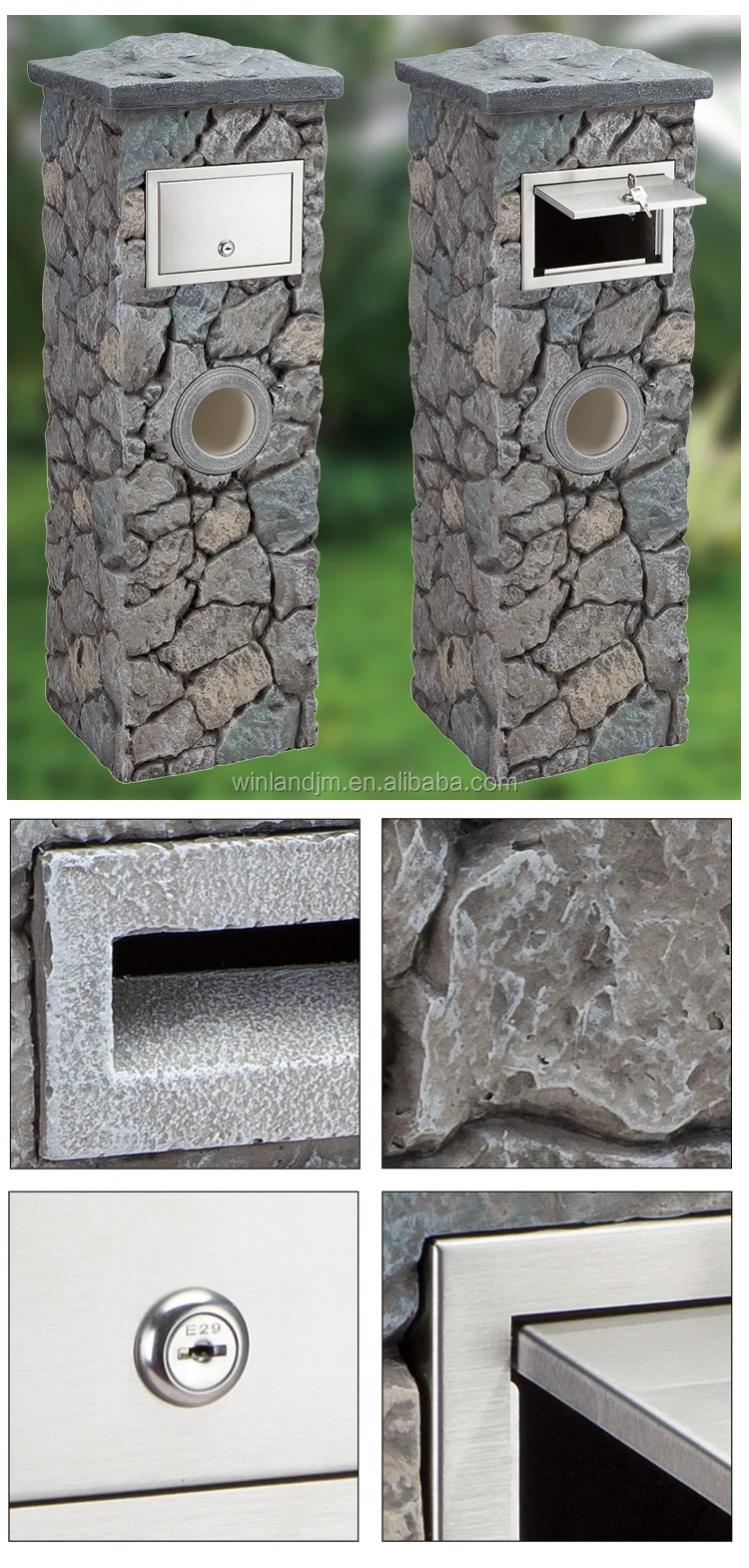 Cheap Price Standing Mailox Cement Mail Box Stone Letter Box