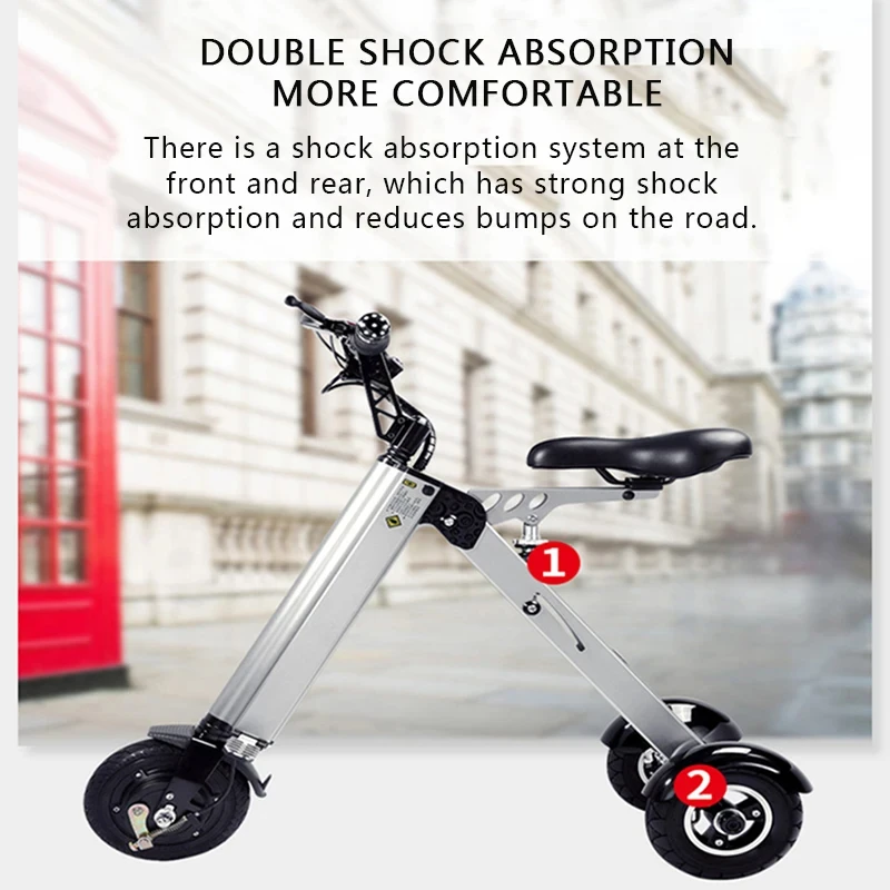 K7S Simple Shape Mini E-Bike Three-wheel Foldable Electric Scooter For Adult Intelligent Electric Bike Bicycle 250W 36V 7.8Ah