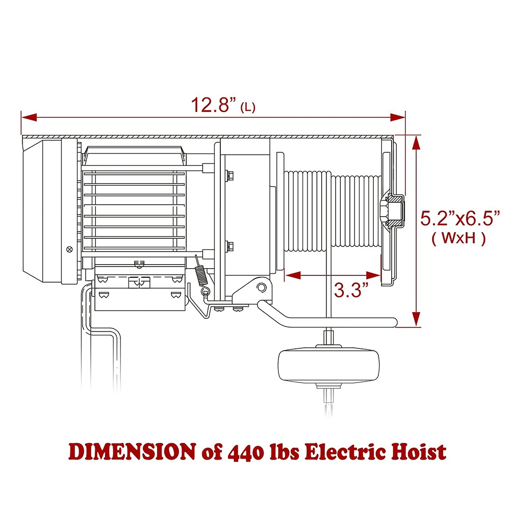 Plated Steel Wire Remote Control Power System 110V Electric Hoist 440Lbs