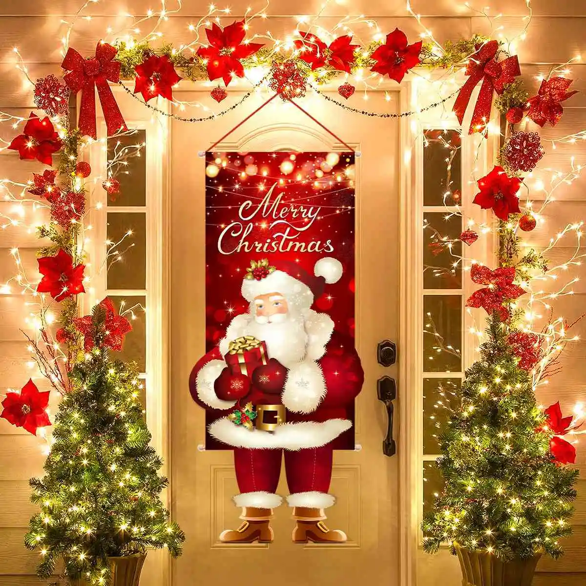 Natale Hanging Flag portico Door Banner decorazioni natalizie per la casa 2024 ornamenti regali di natale Navidad capodanno Decor 2025