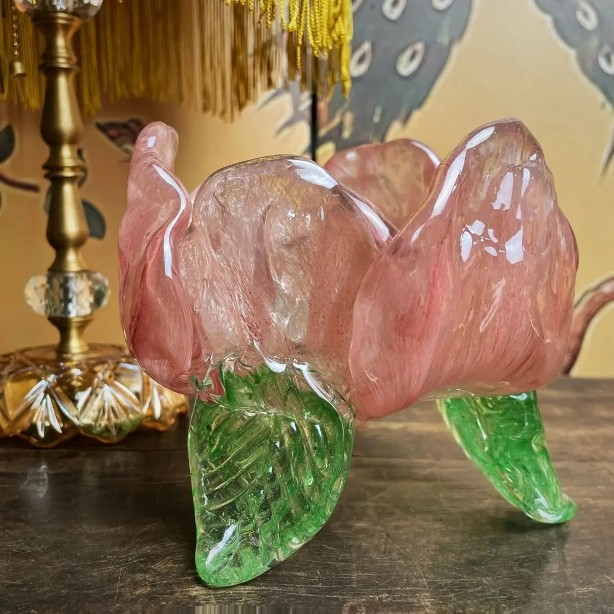 Handmade glass water lily fruit plate, dried fruit bowl, Impressionist Monet water lily 6