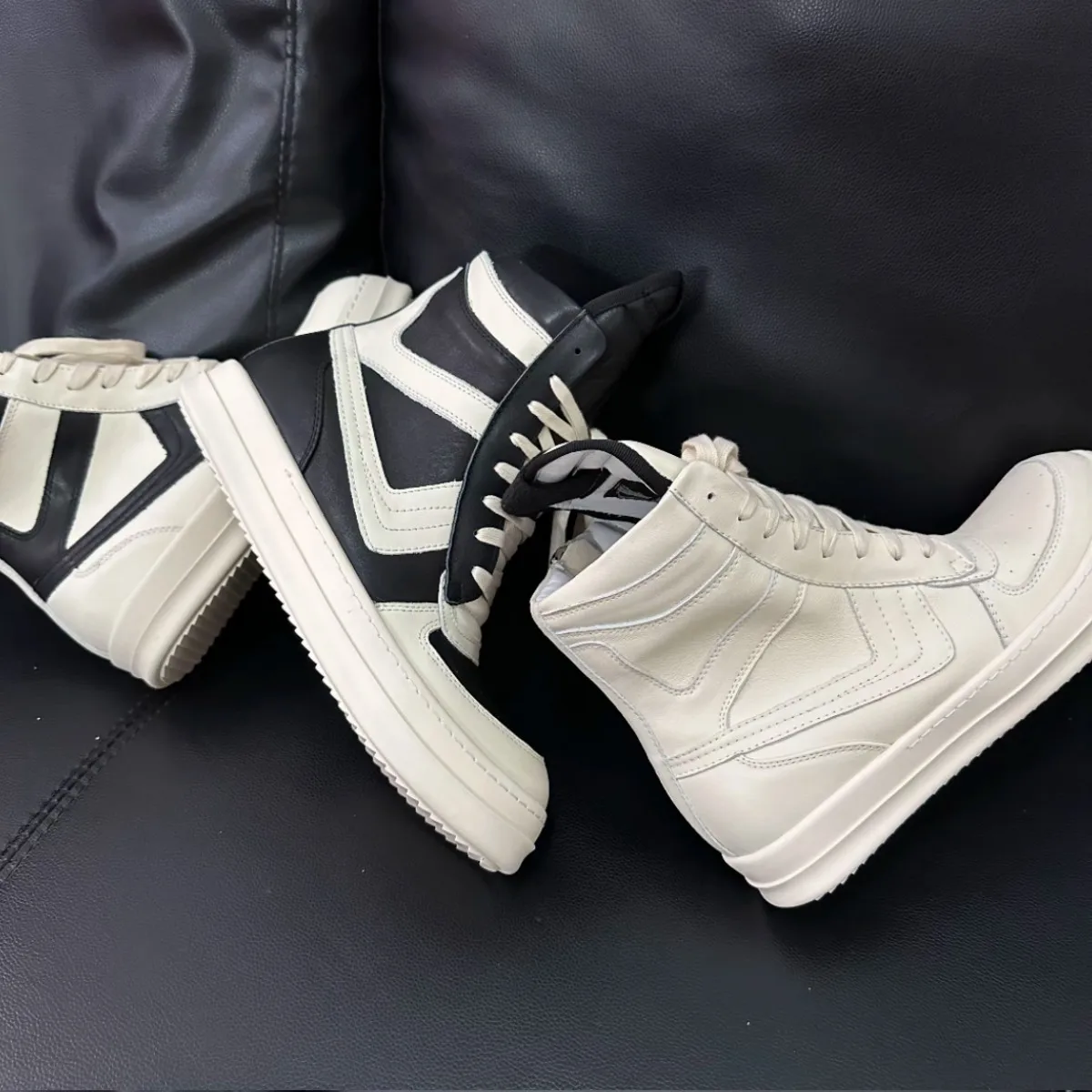 

R-o Sneakers Black Cowhide White Leather High Top Shoe Luxury Boot Men Shoes Zipper Women Casual Sneaker Ankle Boots