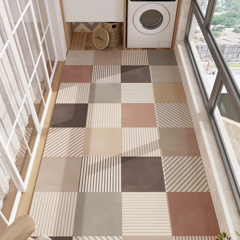 

PVC Balcony Floor Mat Leather Waterproof Non-slip Washable Scrub Carpet Kitchen Paving Anti-oil Large Area Rug Geometric Carpets