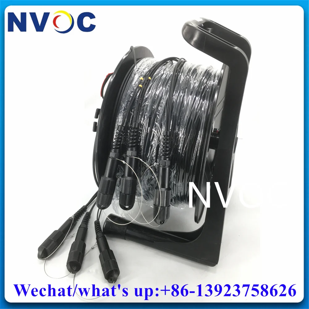 150M 12C 12Core OM3-150 OM3-300 OM4 PDLC Connector TPU/LSZH Field Tactical Fiber Optic Patch Cord Cable With PCD310 Winding Reel