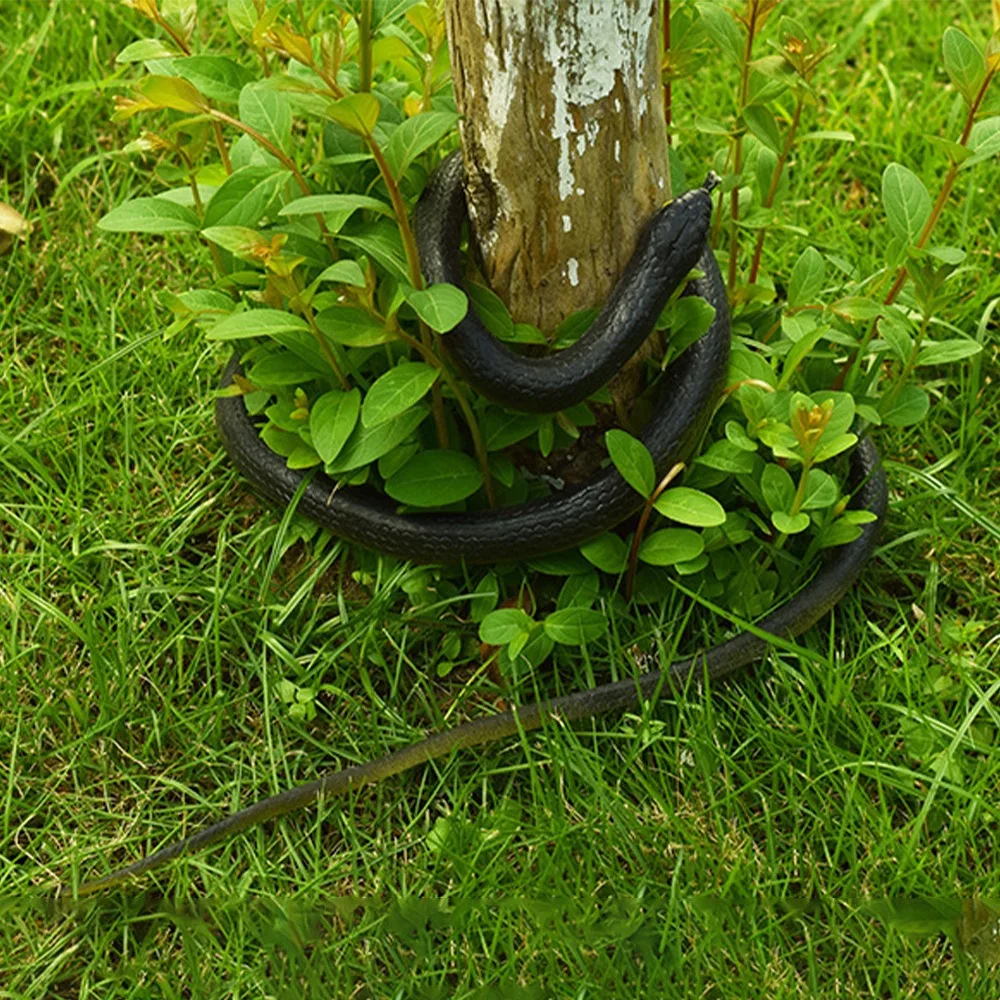 Jouet serpent noir simulé de 120cm, modèle réaliste en caoutchouc souple, faux serpent, accessoires de farces pour fête d'halloween, décor de jardin