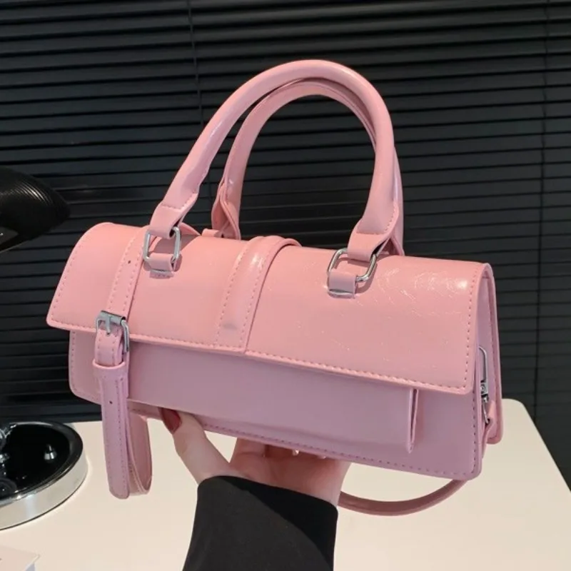 

2024 New Fashion High End Solid All-match Commuter Bolsas Sweet Elegant French Luxury Glossy Handbag Lovely Compact Pack