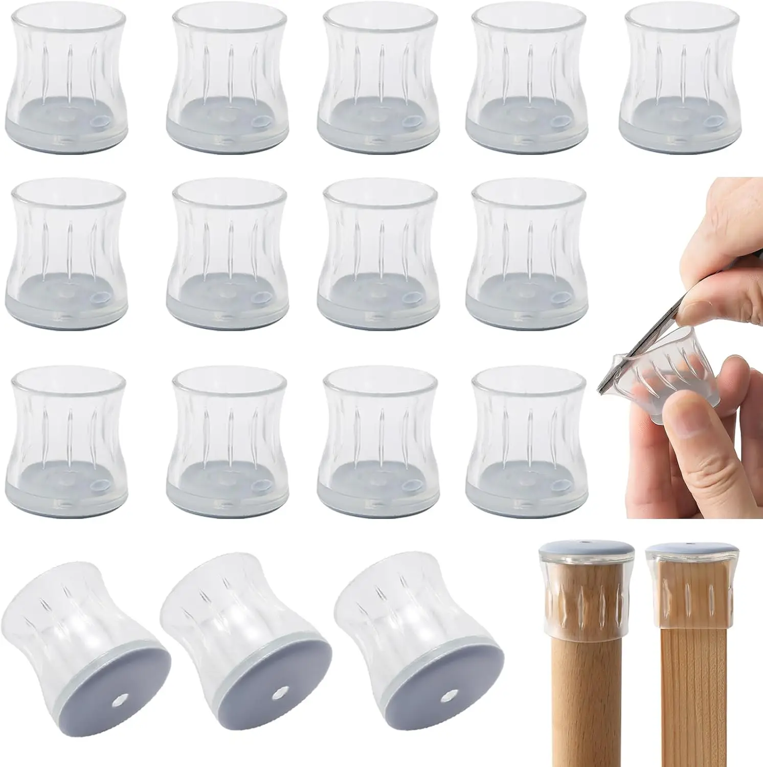 

Chair Leg Floor Protectors 16 Pack - Silicone Chair Feet Sliders for Hardwood Floors with Glides for Carpet and Tile