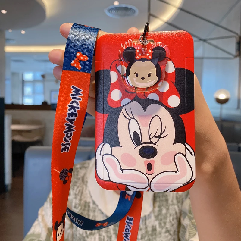 Japanse Disney Minnie Mickey Donald eend muiskaart kinderen helften nek touw reisaccessoires certificaat borstkaart