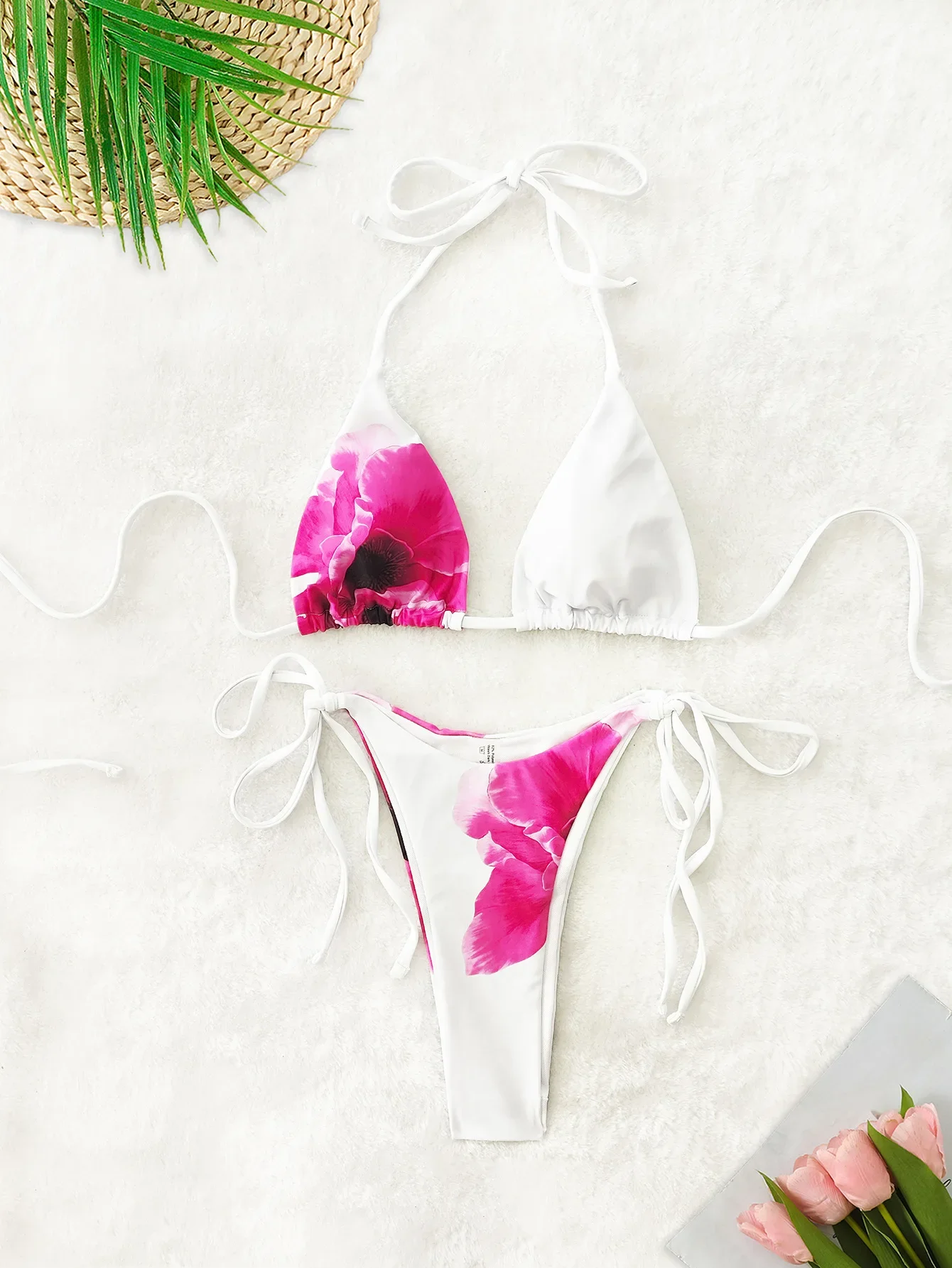 

Купальник-бикини с высокой талией и принтом, новинка 2025 года, сексуальная полуюбка с завязками, комплект из двух предметов, женская пляжная одежда, купальный костюм для женщин