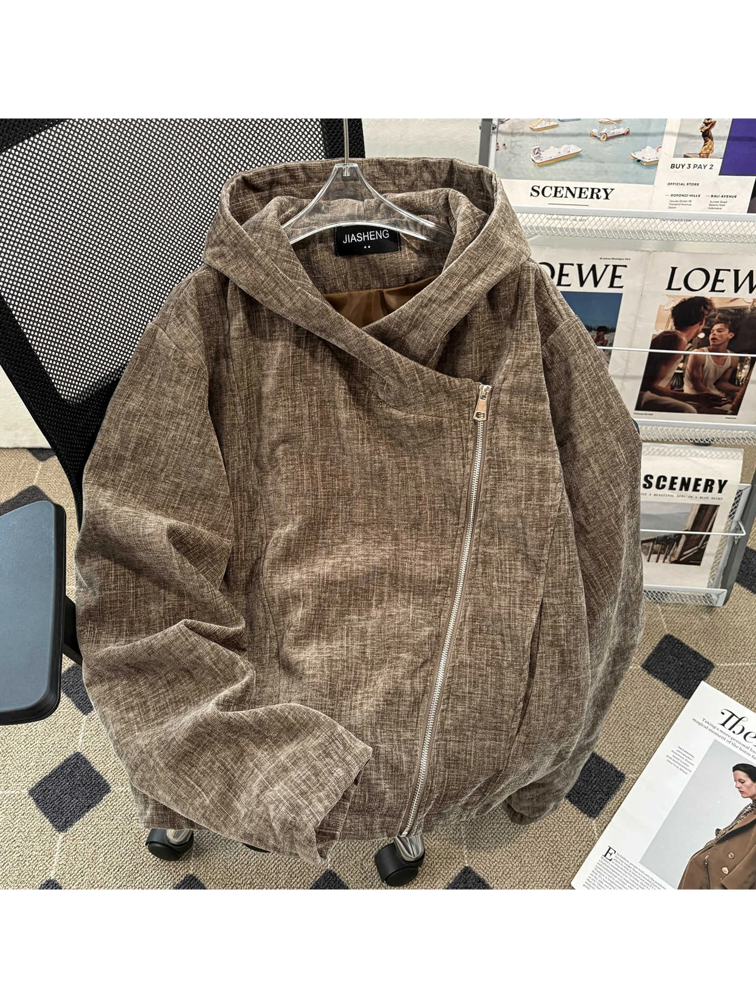 

Женская коричневая куртка с капюшоном на молнии, пальто 90-х годов, винтажная уличная одежда, осенняя куртка большого размера, уличная одежда, верхняя одежда 2000-х годов, эмо-одежда 2025