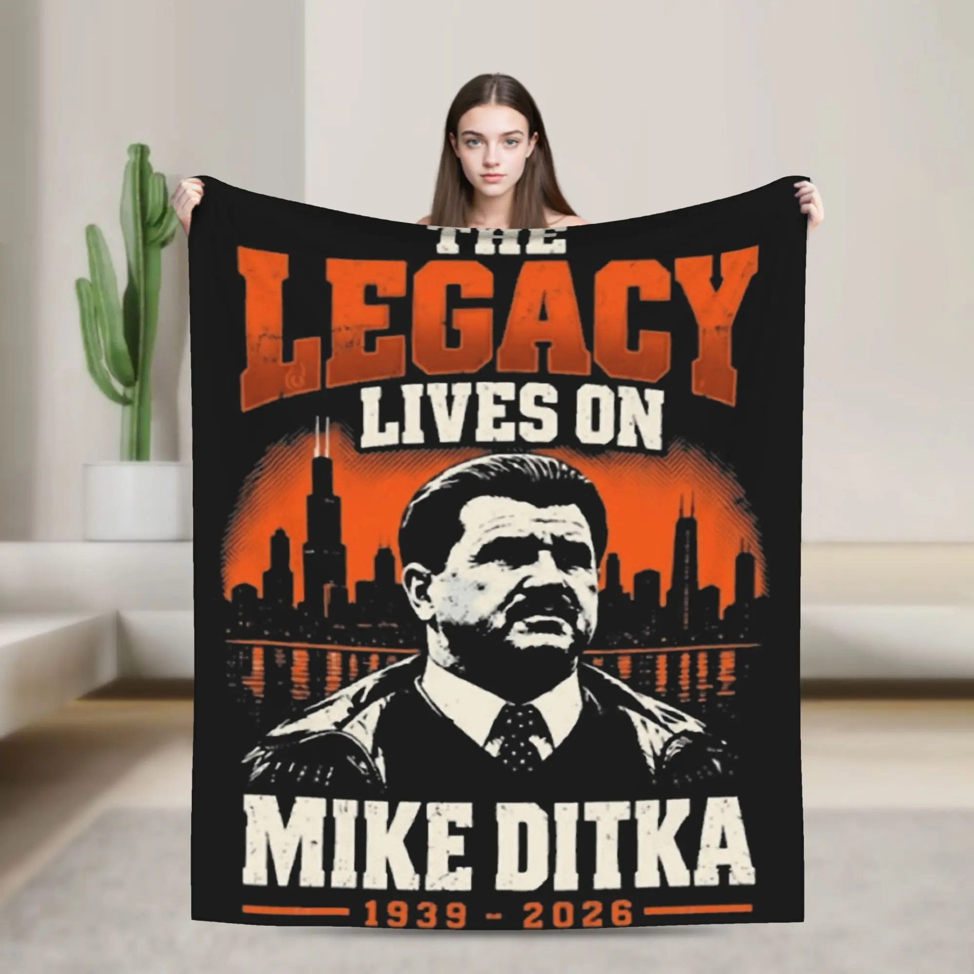 RIP Mike Ditka In Memoriam Football Blanket  Flannel Throw Blankets Summer Air Conditioning Printed Lightweight Bedspread