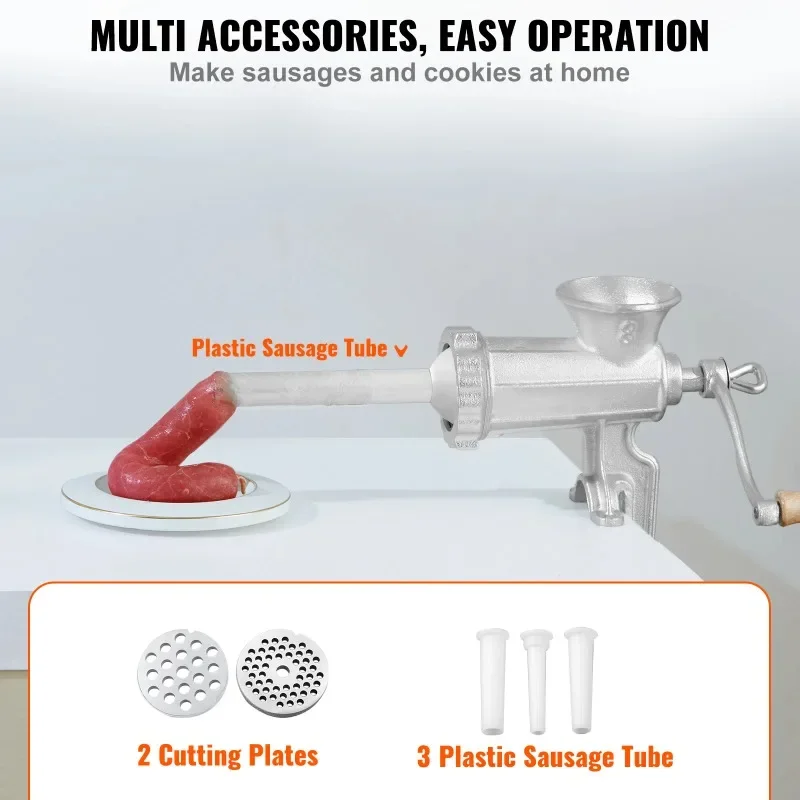 【Premium】SucceBuy Manual Meat Grinder Heavy   Cast Iron Hand Meat Grinder Steel T le Clamp Meat Mincer Sausage Maker 1 Cutting B