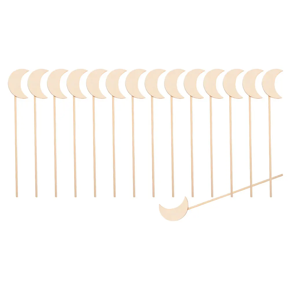 

15 Pcs Moon DIY Wood Fairy Wands Blank Party Favors Stick Painting Kit