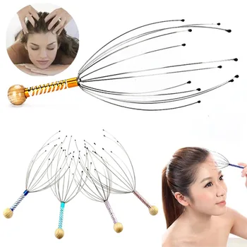 문어 머리 편안한 마사지 발톱 헤드, 스파 두피 목 스트레스 해소 마사지 릴리스 헤드, 의사 스틸 볼 마사지기 