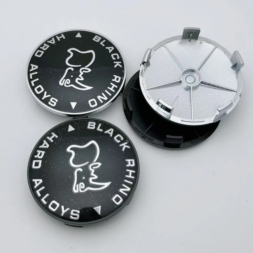 

4pcs 68MM ( 63MM I.D ) Black Rhino Logo Badge Car Wheel Center Caps Wheels Hub Cap Hubcaps Auto Rim Centre Cover Car Accessories