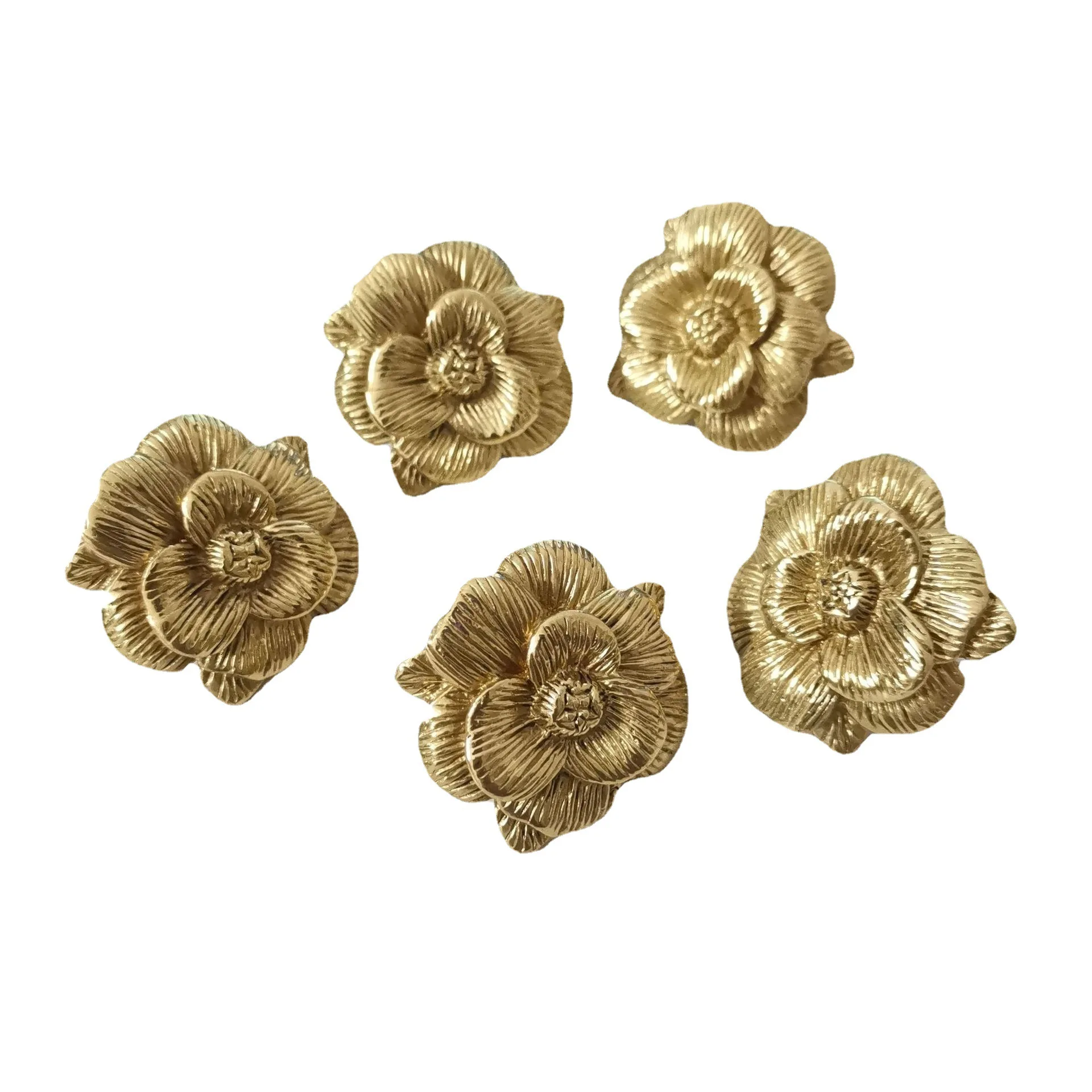 Single Hole Solid Brass Knobs for Furniture Blooming Rose Knobs and Handles for Drawers Dresser Shoe Cabinets Handle