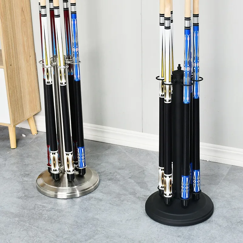 High-end cue rack, 6-hole cue rack, heavy-duty metal floor-standing cue rack, billiard table accessory rack