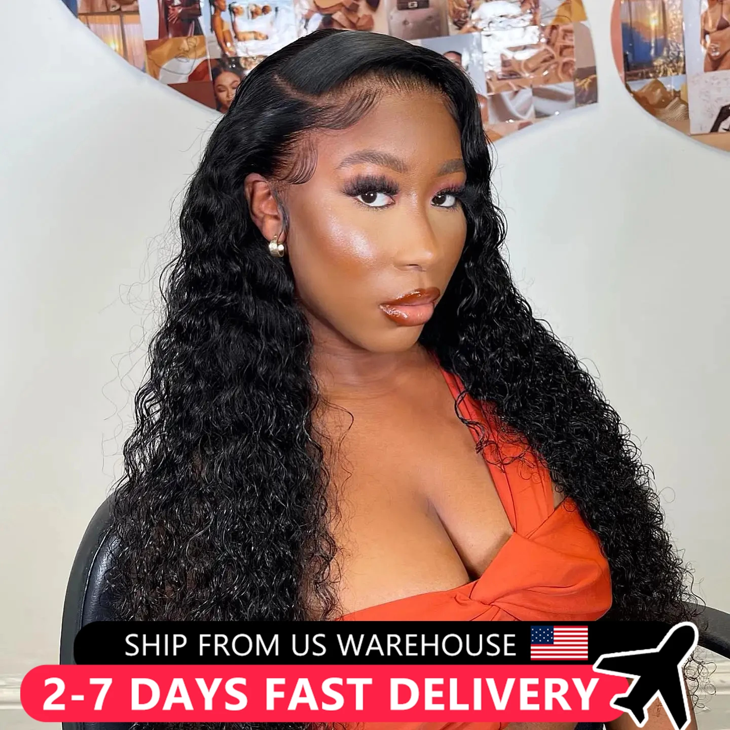 Brazilian Deep Wave Lace Front Wigs 13x4 Transparent Lace Frontal Wig For Women 180%  Curly Wave Lace Closure Wig Pre Plucked