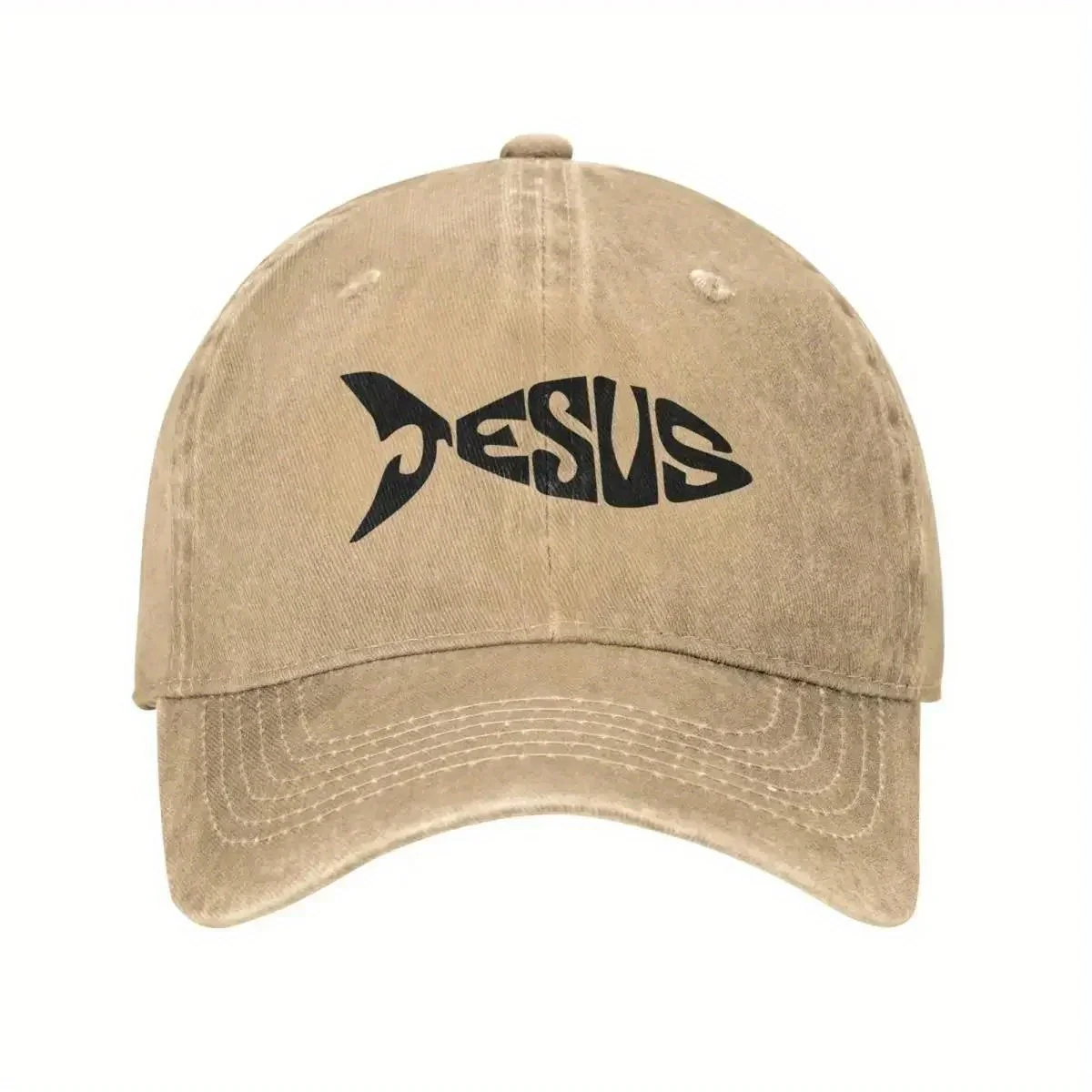 2025 New Men's Christian Baseball Cap with Jesus Fish Symbol- Distressed Washed Vintage Hat, Lightweight for Church, Ramadan& Ou