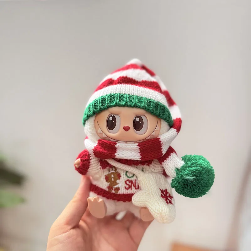 ¡Conjunto festivo de trajes navideños para llavero Labubu de 1.a/2a/3a generación! Muñeco de nieve Santa Copo de nieve Patrón de pan de jengibre Suéter con guante