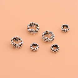 5PCS 925 sterling silver Thai silver retro flower septa crystal bracelet accessories handmade diy material jewelry accessories
