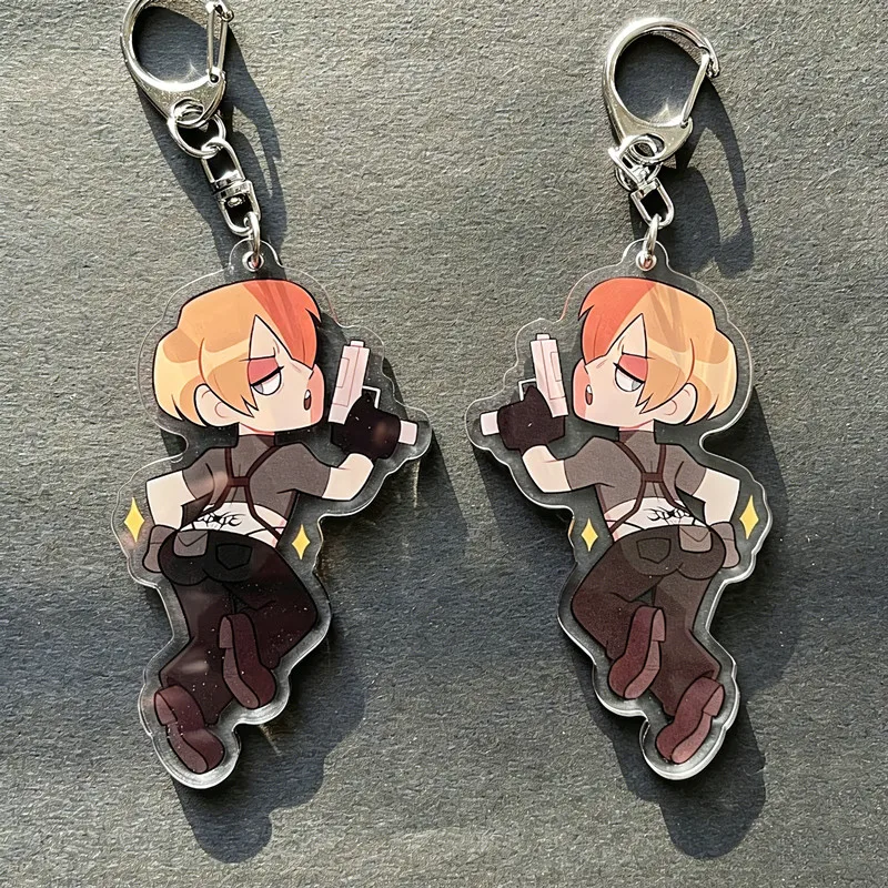 Resident Evil 4 Remake Leon Kennedy Keychain Acrylic Charm RE2 Remake Survival Horror Game Figure Keyring Bag Pendant Gift