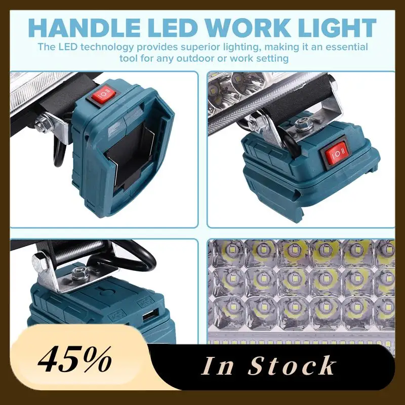 

A78K New Cordless LED Work Light 7 Inch Lamp Flashlight For 18V 14V Dual USB Li- Battery Camping Architectural Lights