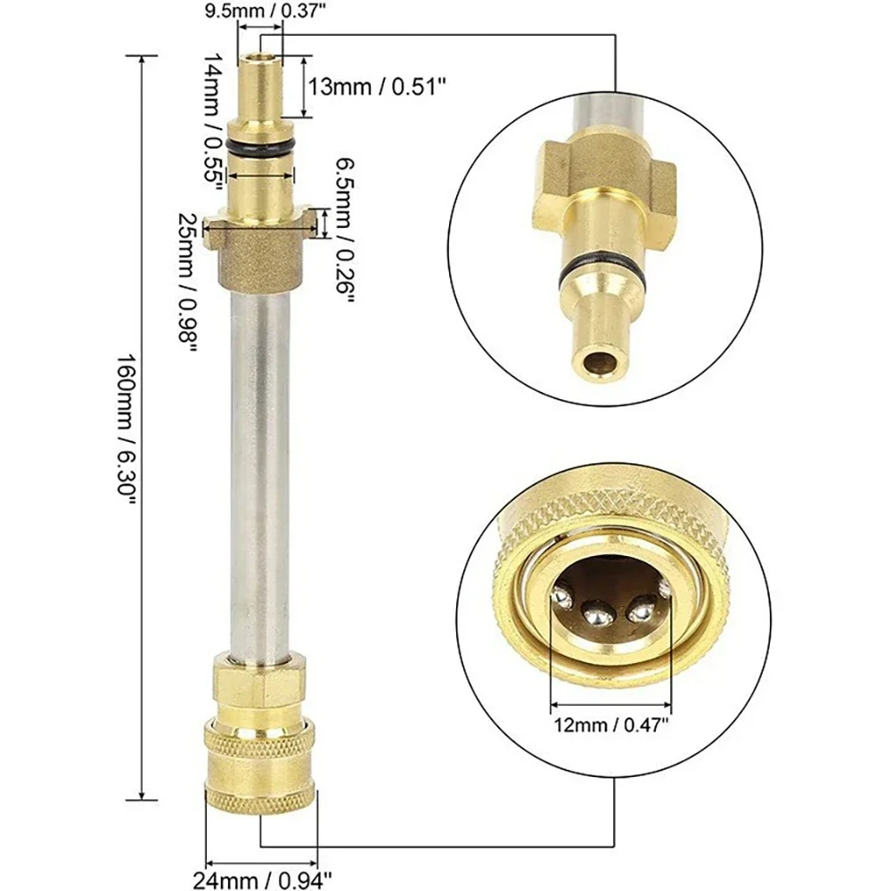 160mm Extension Wand Lance 1/4 Quick Connnection Foam Spray Can Connection Nozzle Accessories for Karcher Lavor Bosch Nilfisk