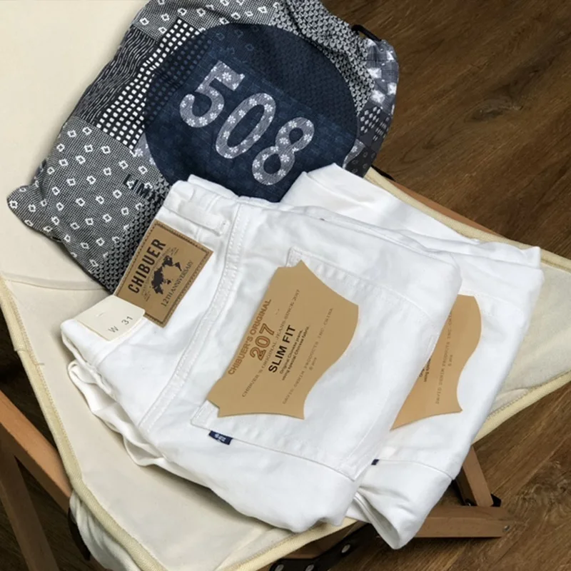 

Весенне-осенние новые белые джинсовые джинсы-карго в американском стиле ретро, мужские простые повседневные прямые брюки из 100% хлопка