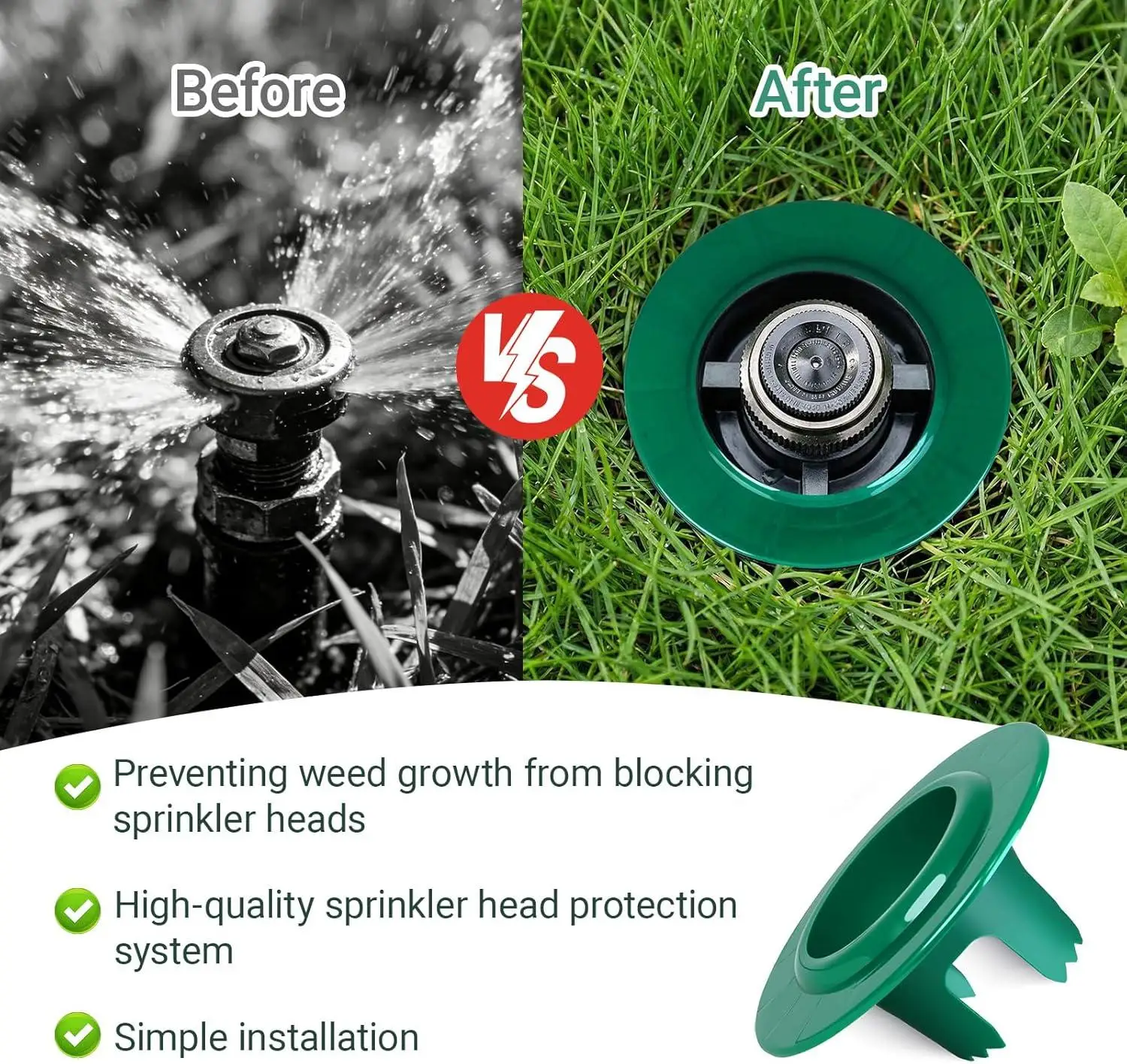 Sprinkler Head Protector 6pcs Adjustable Depth Irrigation Guard Lawn Spray Shield For Yard Garden Farm Backyard Porch