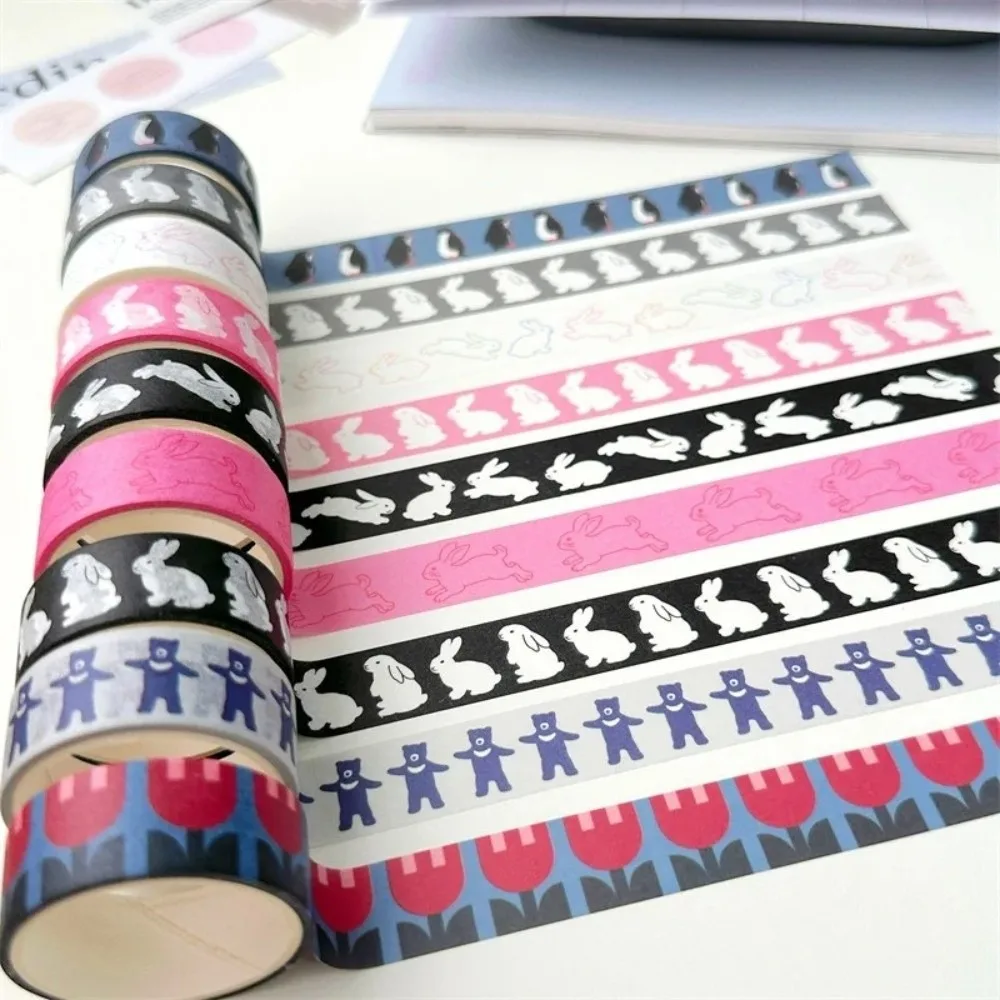 Ins Style Rabbit Penguin Korean Washi Tape Kawaii Doodle Scrapbook Decoration 3M Length DIY Journal Tape