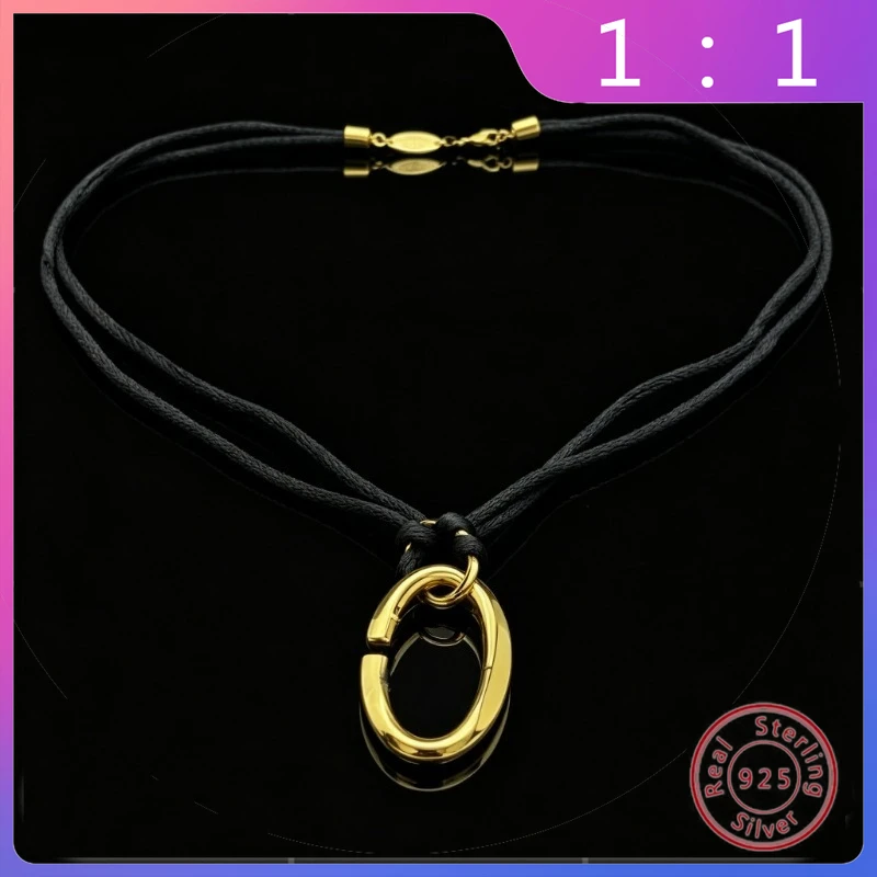 

Новое ожерелье из серебра S925 пробы с подвеской в виде золотой буквы на веревочке, роскошное, модное, в стиле ретро, универсальное, нишевое, праздничный подарок