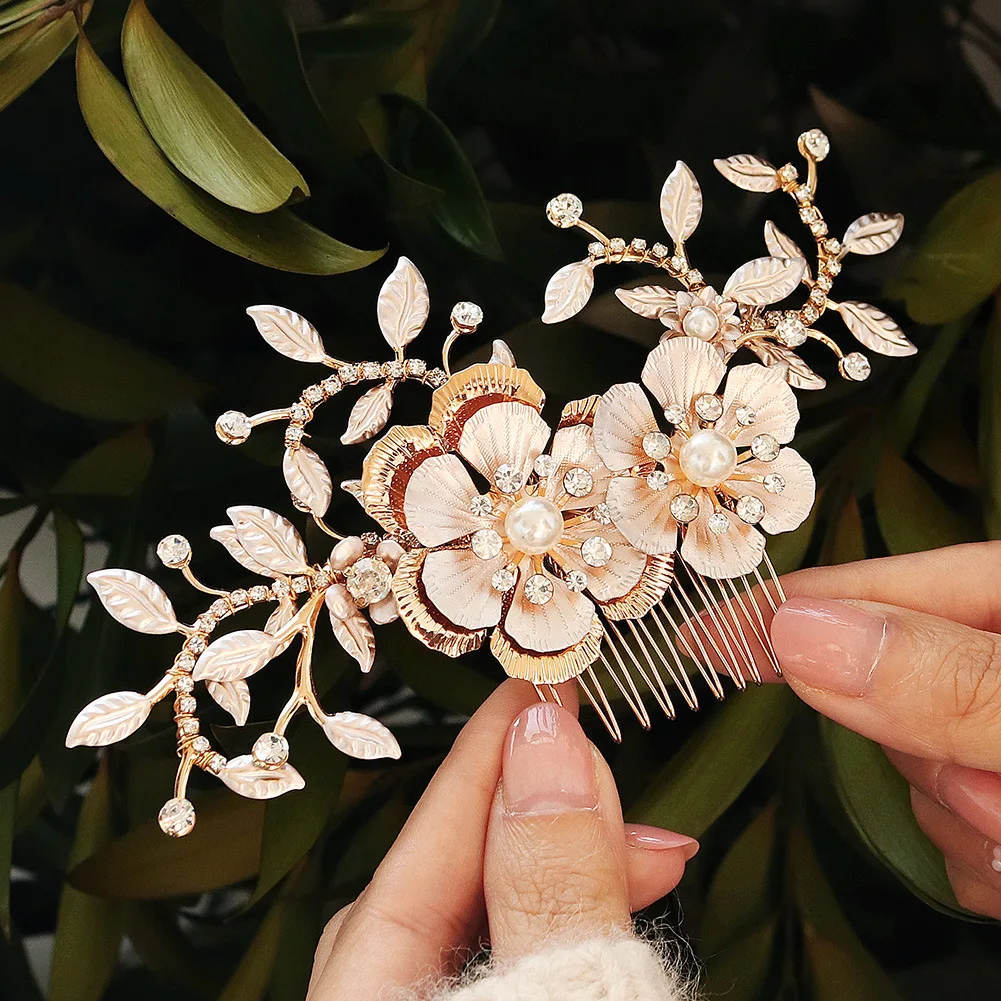 Noiva pente de cabelo coroas casamento acessórios para o cabelo feminino milagroso strass pérola grampos tiaras menina encantador cabelo jóias