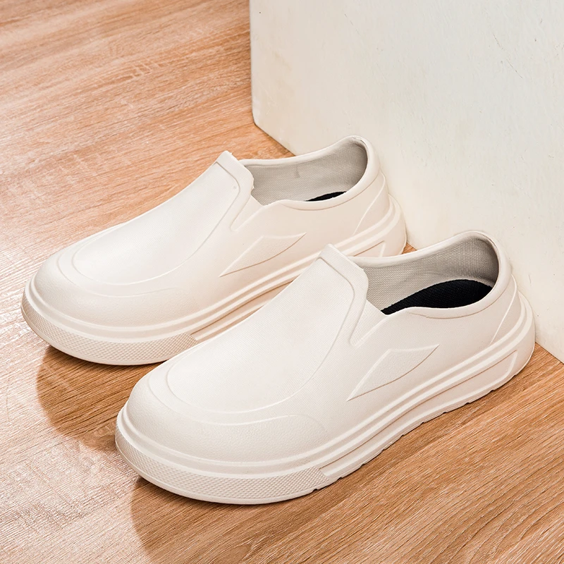 Summer chef shoes, labor protection shoes and oil-proof work shoes lazy fashion rain boots in one step fashion shoes 36-46