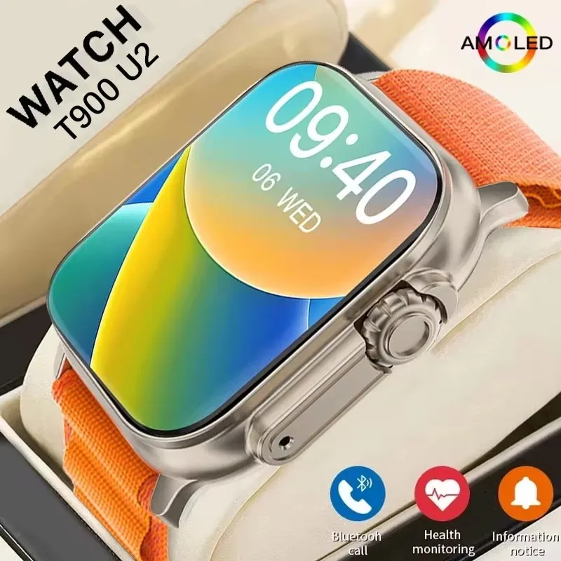 New Watch T900 U2 Smart Watch 49mm 2024 New NFC Men Women GPS Track Bluetooth Call BT Music Games Wireless Charging Smartwatch