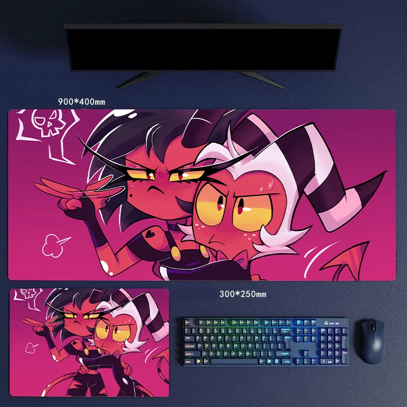 30/60/70/80cm Helluva Boss Anime TV Drama Locking Edge Mouse Pads Mice Computer Rubber Keyboard Supplies for Office Laptop