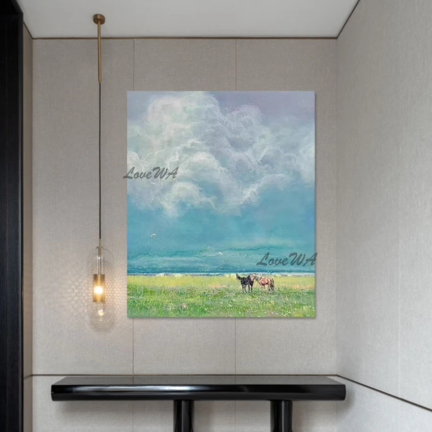 Beautiful Grassland Acrylic Texture Abstract Scenery Canvas Oil Painting High Quality Wall Picture For Restaurant Home Decor Art