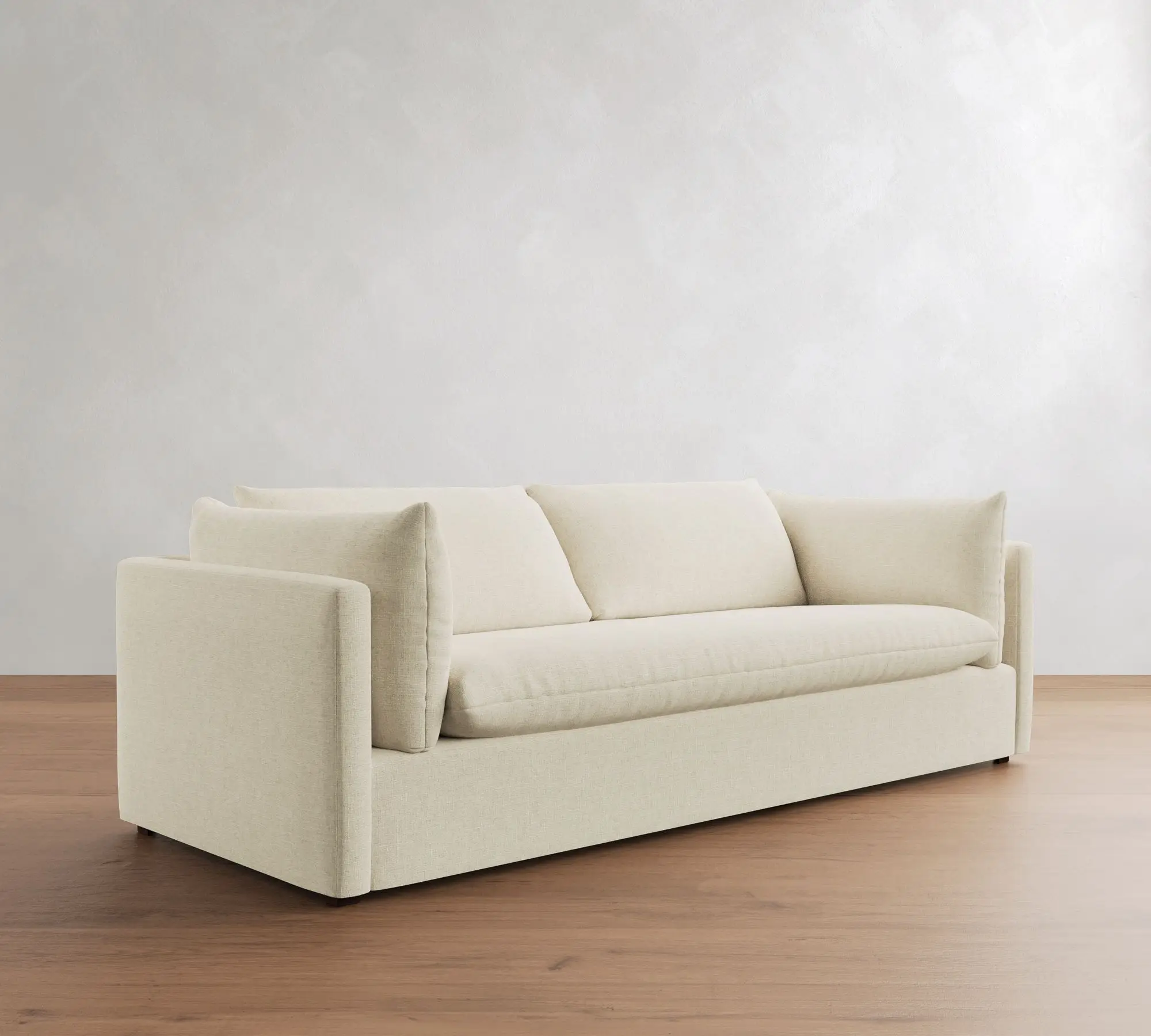 Modern Living Room Square Arm Removable Cylindrical Loose Cushions Down Blend Wrapped Core Solid Wood Frame Compressed Sofa