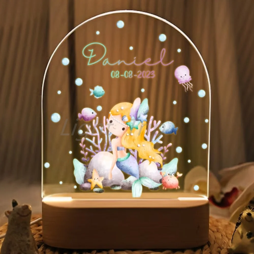 Luz Nocturna personalizada para bebé, regalo de Safari, luz nocturna de nacimiento, regalo de cumpleaños perfecto para niñas y niños