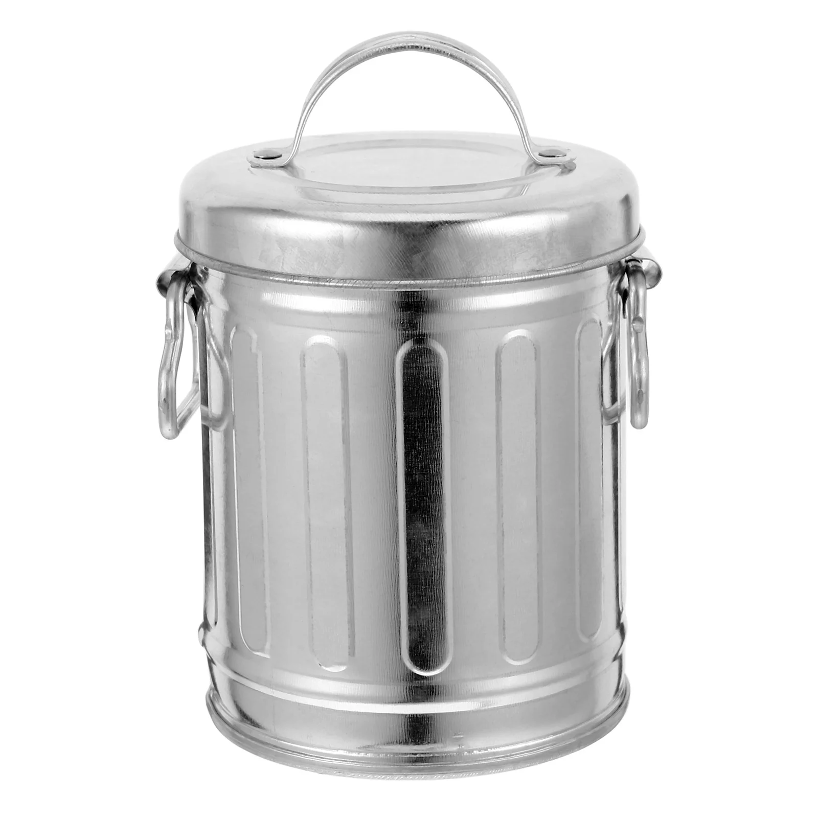 Vintage Galvanized Iron Ashtray Metal Desktop Trash Can Large Capacity Lid Prevents Ash Scattering Windproof Rainproof